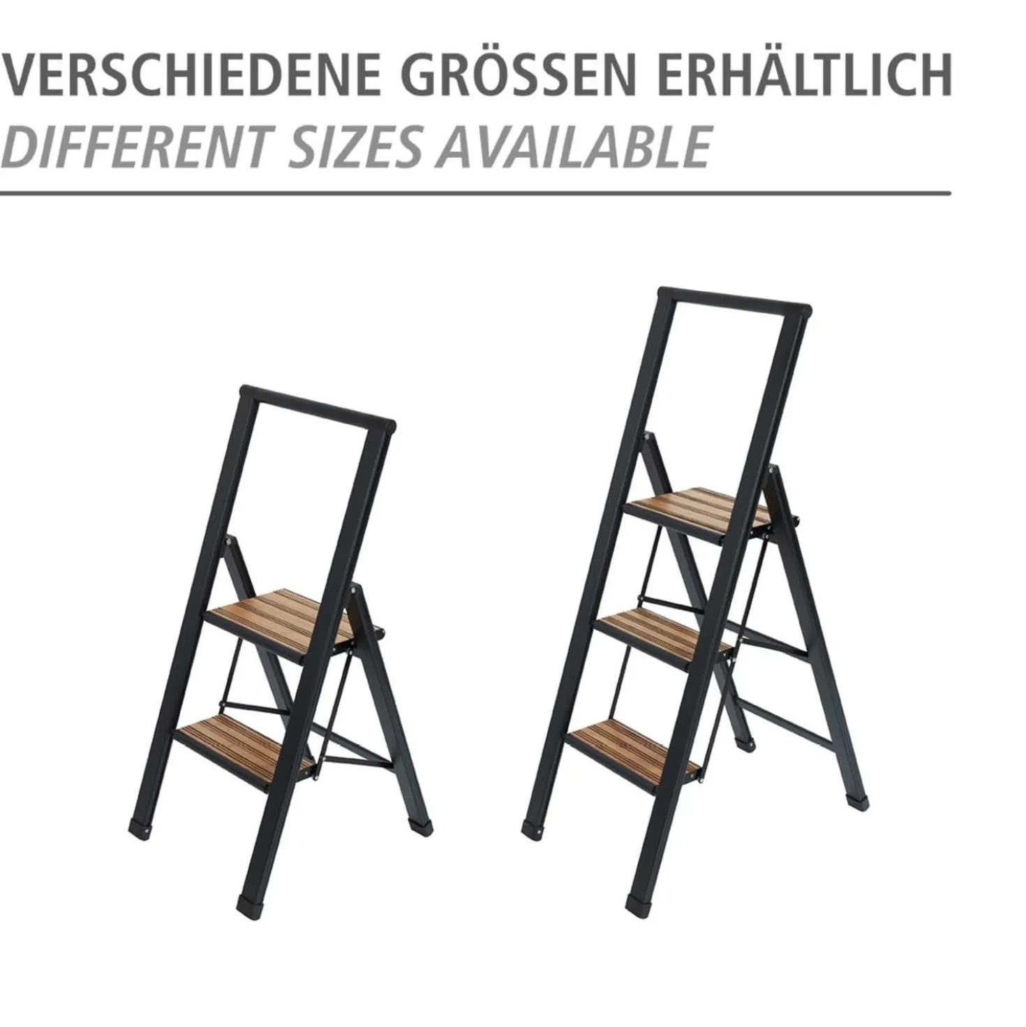 Alu-Design Klapptrittleiter 2-stufig Schwarz WENKO