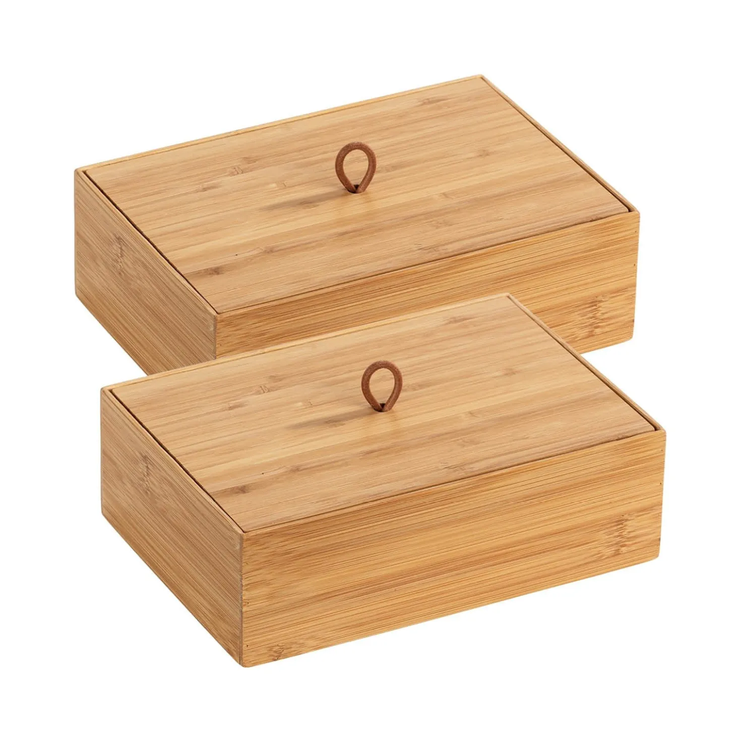 Aufbewahrungsbox „Terra“ L mit Deckel, 2er Set, Bambus WENKO
