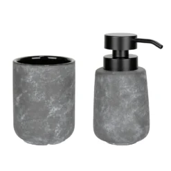 Bad-Accessoire Set „Sacile“, 2-tlg., grau/schwarz WENKO