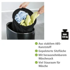 Badhocker & Wäschesammler Candy schwarz WENKO