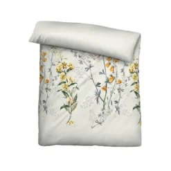 biberna Baumwoll-Satin Bettwäsche Blumen perlmutt, 1x 135x200 cm + 1x 80x80 cm