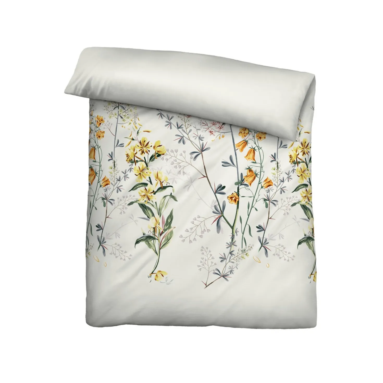 biberna Baumwoll-Satin Bettwäsche Blumen perlmutt, 1x 155x220 cm + 1x 80x80 cm