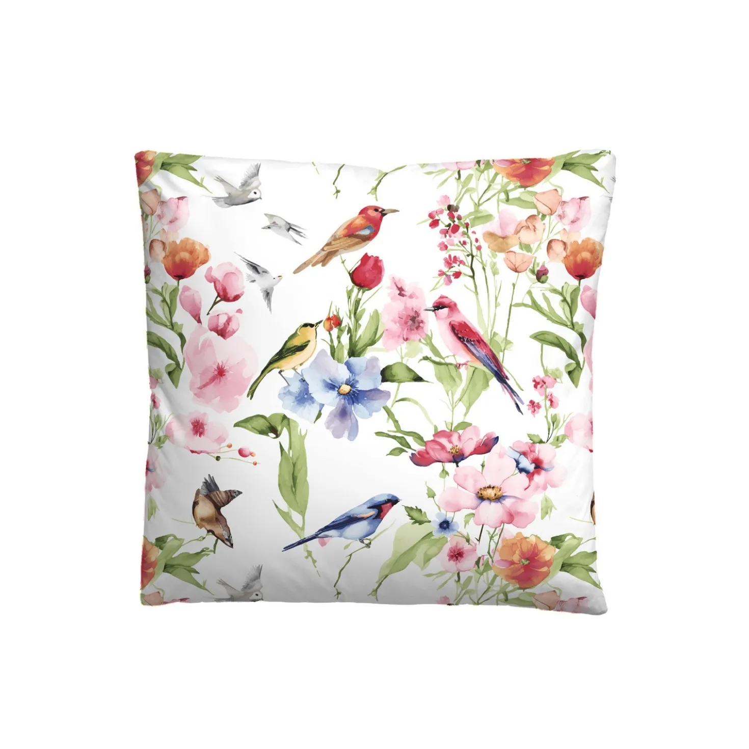 biberna Baumwoll-Satin Bettwäsche Birdie weiß, 1x 155x220 cm + 1x 80x80 cm