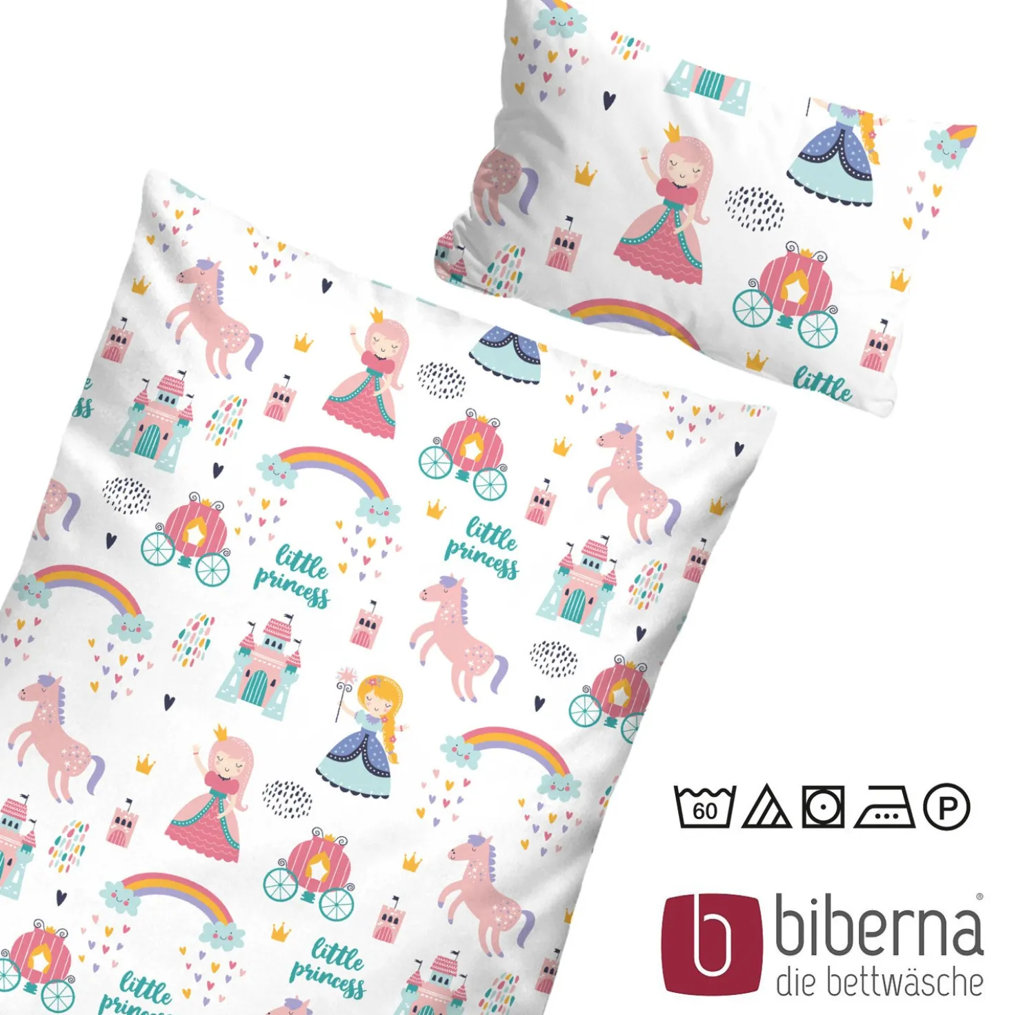 biberna Feinbiber-Bettwäsche LITTLE PRINCESS weiß, 100x135 cm + 40x60 cm