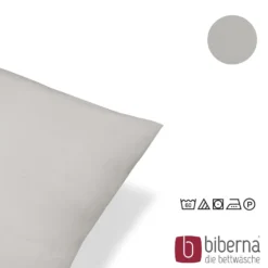 biberna Feinjersey-Kopfkissenbezug Doppelpack sturmgrau, 2x 80x80 cm
