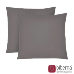 biberna Feinjersey-Kopfkissenbezug Doppelpack silber/grau, 2x 80x80 cm