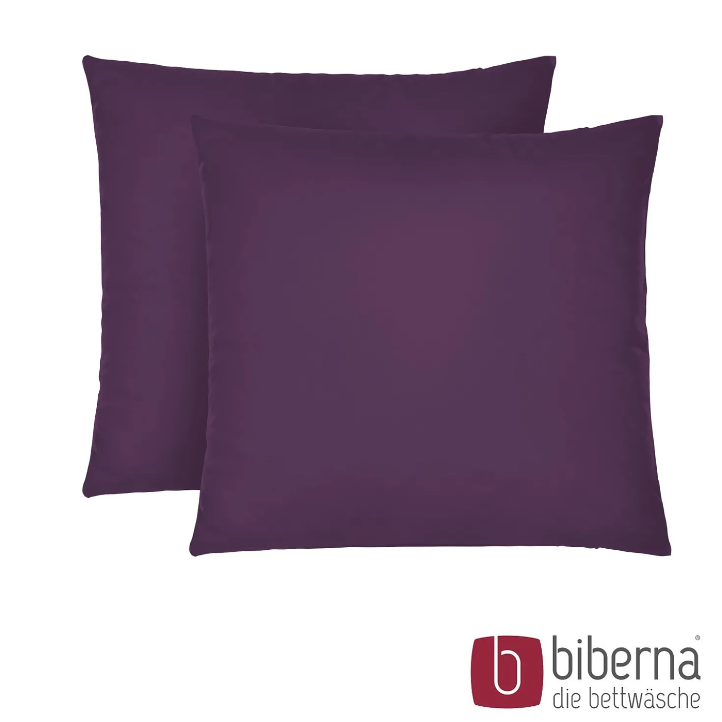 biberna Feinjersey-Kopfkissenbezug Doppelpack dunkel violett, 2x 80x80 cm