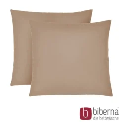 biberna Feinjersey-Kopfkissenbezug Doppelpack macchiato, 2x 80x80 cm