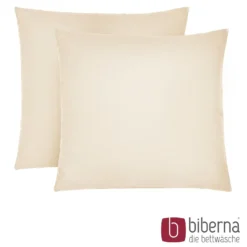 biberna Feinjersey-Kopfkissenbezug Doppelpack kitt, 2x 80x80 cm