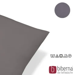 biberna Feinjersey-Kopfkissenbezug Doppelpack silber/grau, 2x 40x40 cm