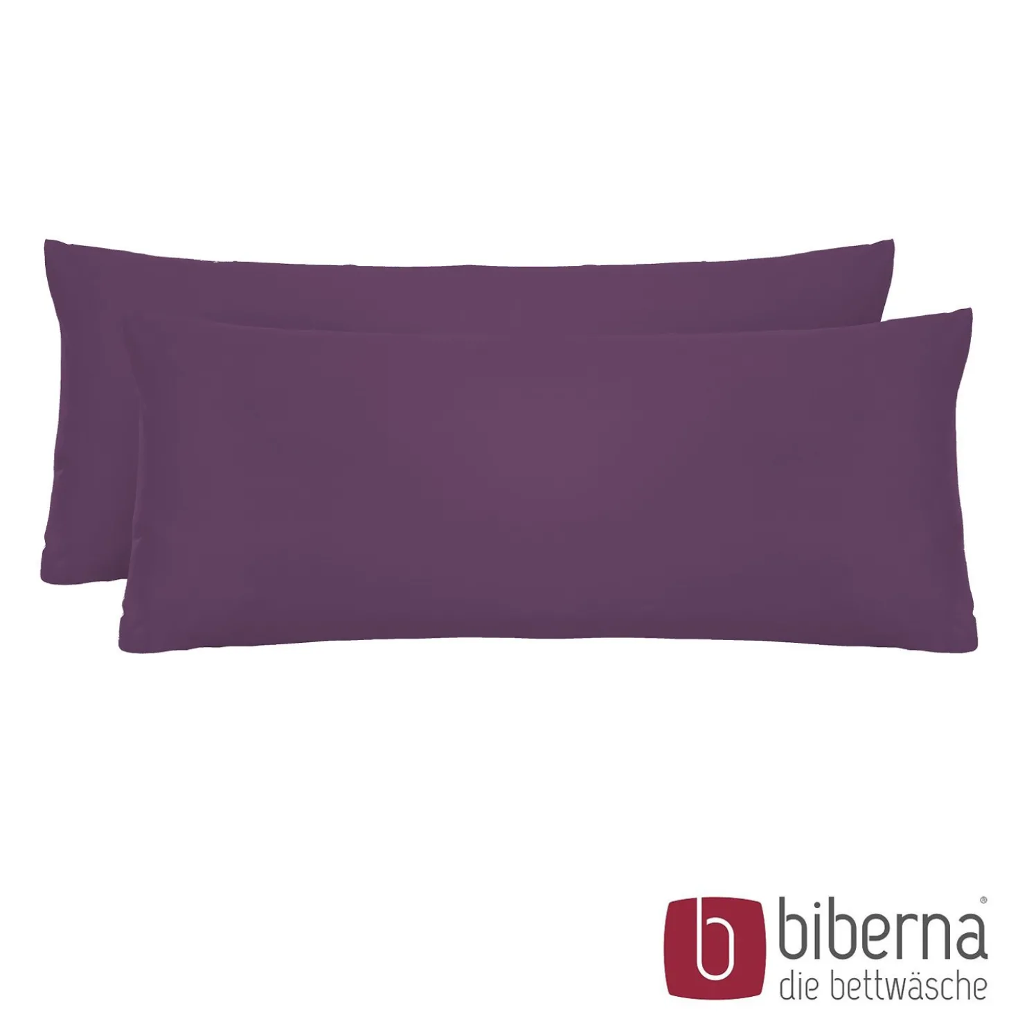 biberna Feinjersey-Kopfkissenbezug Doppelpack dunkel violett, 2x 40x80 cm
