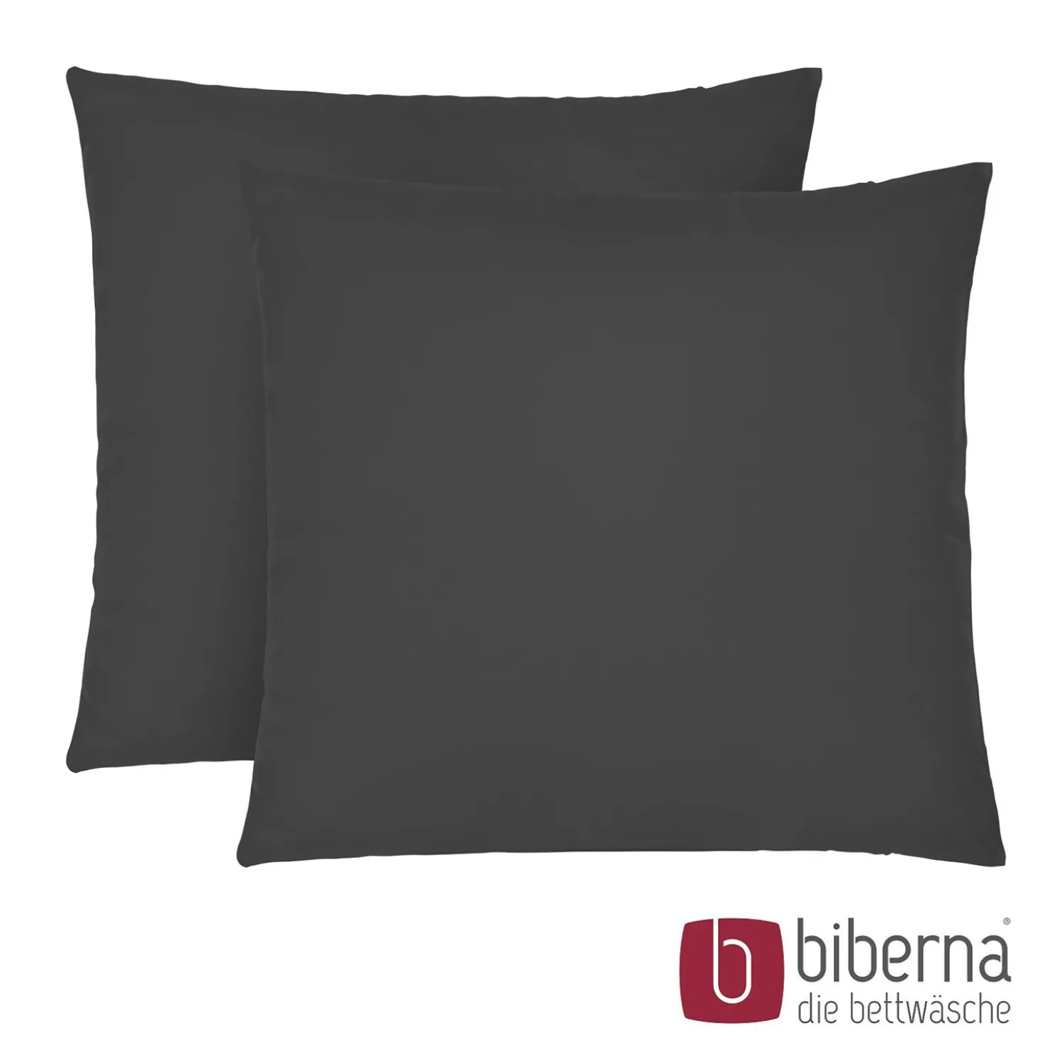 biberna Feinjersey-Kopfkissenbezug Doppelpack titanium, 2x 40x40 cm