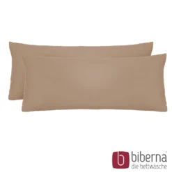 biberna Feinjersey-Kopfkissenbezug Doppelpack macchiato, 2x 40x80 cm