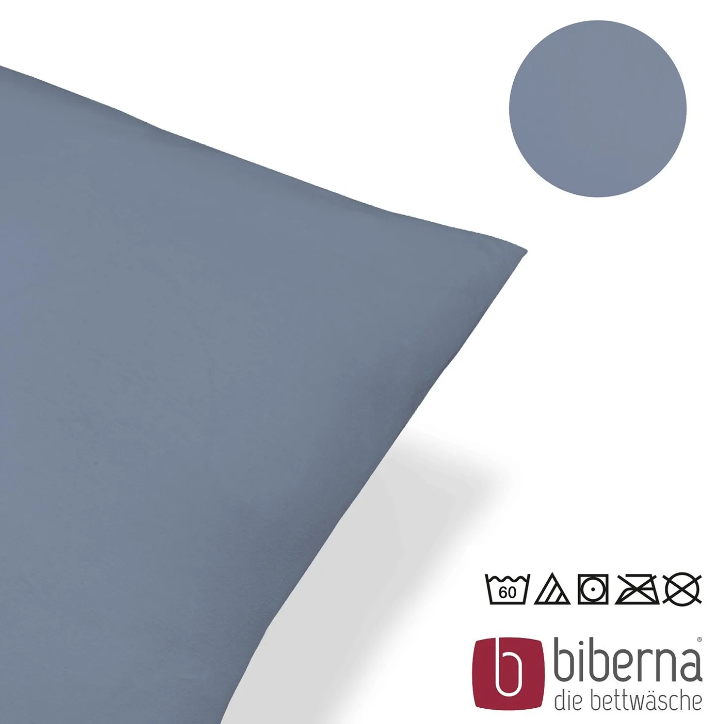 biberna Feinjersey-Kopfkissenbezug Doppelpack blau, 2x 40x40 cm