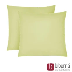 biberna Feinjersey-Kopfkissenbezug Doppelpack pistaziengrün, 2x 40x40 cm