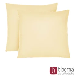 biberna Feinjersey-Kopfkissenbezug Doppelpack gelb, 2x 40x40 cm