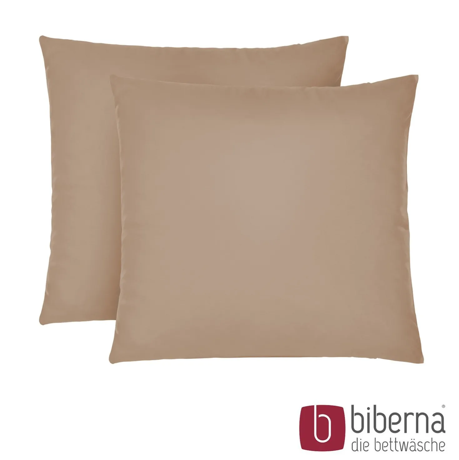 biberna Feinjersey-Kopfkissenbezug Doppelpack macchiato, 2x 40x40 cm