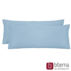 biberna Feinjersey-Kopfkissenbezug Doppelpack eisblau, 2x 40x60 cm