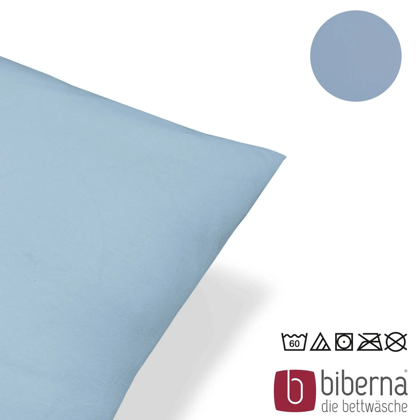 biberna Feinjersey-Kopfkissenbezug Doppelpack eisblau, 2x 40x60 cm