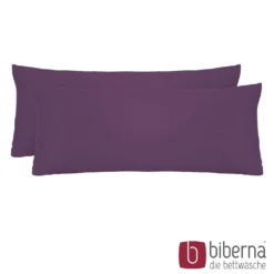 biberna Feinjersey-Kopfkissenbezug Doppelpack dunkel violett, 2x 40x60 cm