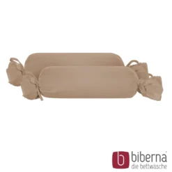 biberna Feinjersey-Nackenrollenbezug Doppelpack macchiato, 2x 15x40 cm