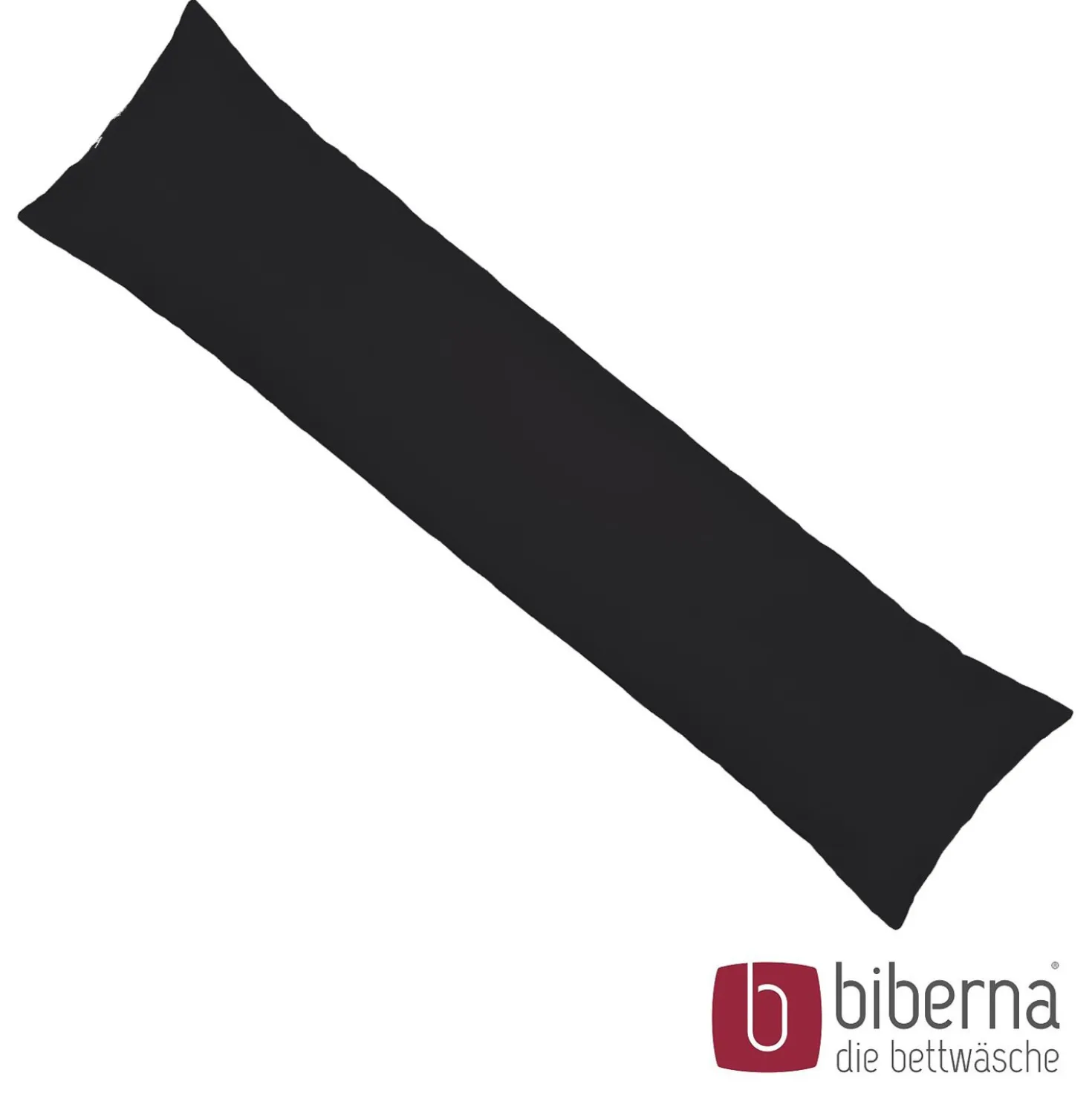 biberna Feinjersey-Seitenschläferkissenbezug Doppelpack schwarz, 2x 40x145 cm