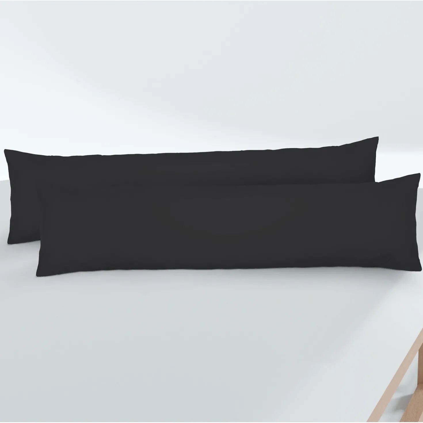 biberna Feinjersey-Seitenschläferkissenbezug Doppelpack schwarz, 2x 40x145 cm