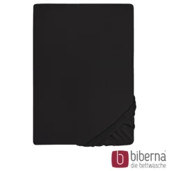 biberna Feinjersey-Spannbetttuch schwarz, 1x 140x200 cm - 160x200 cm