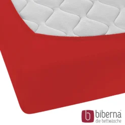 biberna Feinjersey-Spannbetttuch rot, 1x 140x200 cm - 160x200 cm