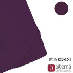biberna Feinjersey-Spannbetttuch dunkel violett, 1x 140x200 cm - 160x200 cm