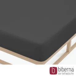 biberna Feinjersey-Spannbetttuch titanium, 1x 180x200 cm - 200x200 cm