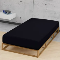 biberna Feinjersey-Spannbetttuch schwarz, 1x 180x200 cm - 200x200 cm