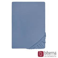 biberna Feinjersey-Spannbetttuch blau, 1x 180x200 cm - 200x200 cm
