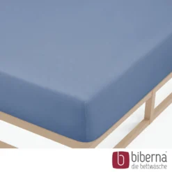 biberna Feinjersey-Spannbetttuch blau, 1x 180x200 cm - 200x200 cm
