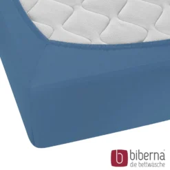 biberna Feinjersey-Spannbetttuch azurblau, 1x 180x200 cm - 200x200 cm