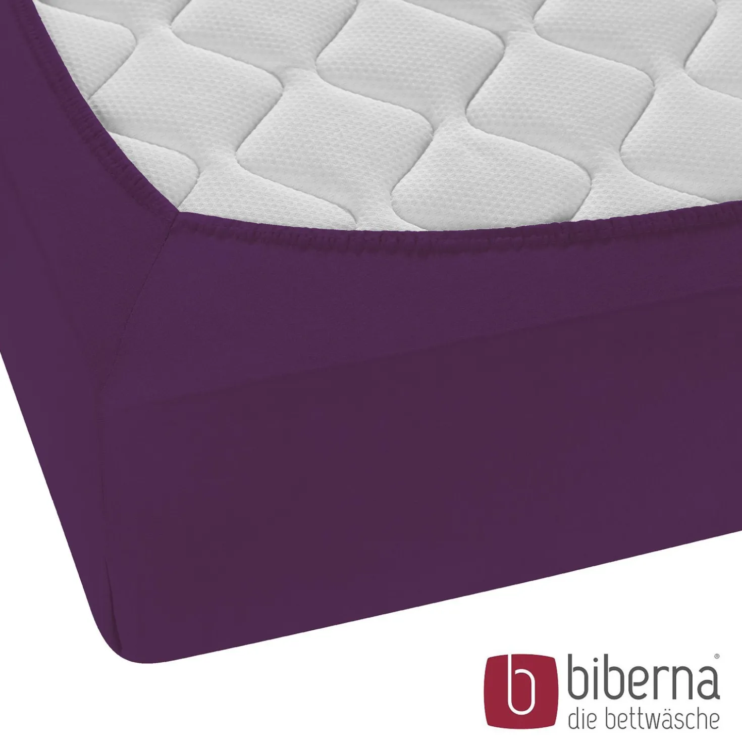 biberna Feinjersey-Spannbetttuch dunkel violett, 1x 180x200 cm - 200x200 cm