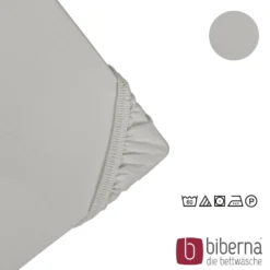 biberna Feinjersey-Spannbetttuch sturmgrau, 1x 90x190 cm - 100x200 cm