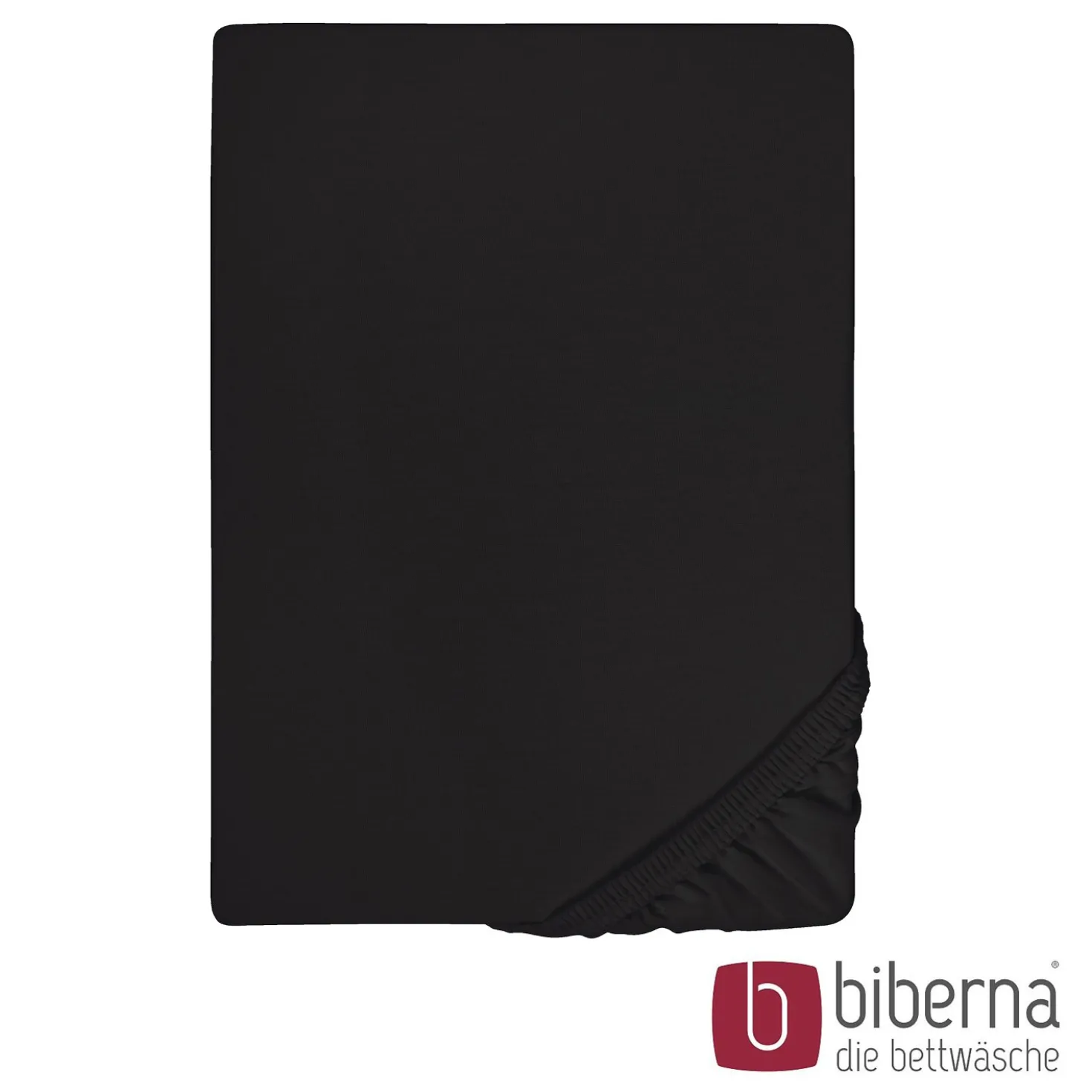 biberna Feinjersey-Spannbetttuch schwarz, 1x 90x190 cm - 100x200 cm