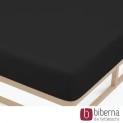 biberna Feinjersey-Spannbetttuch schwarz, 1x 90x190 cm - 100x200 cm