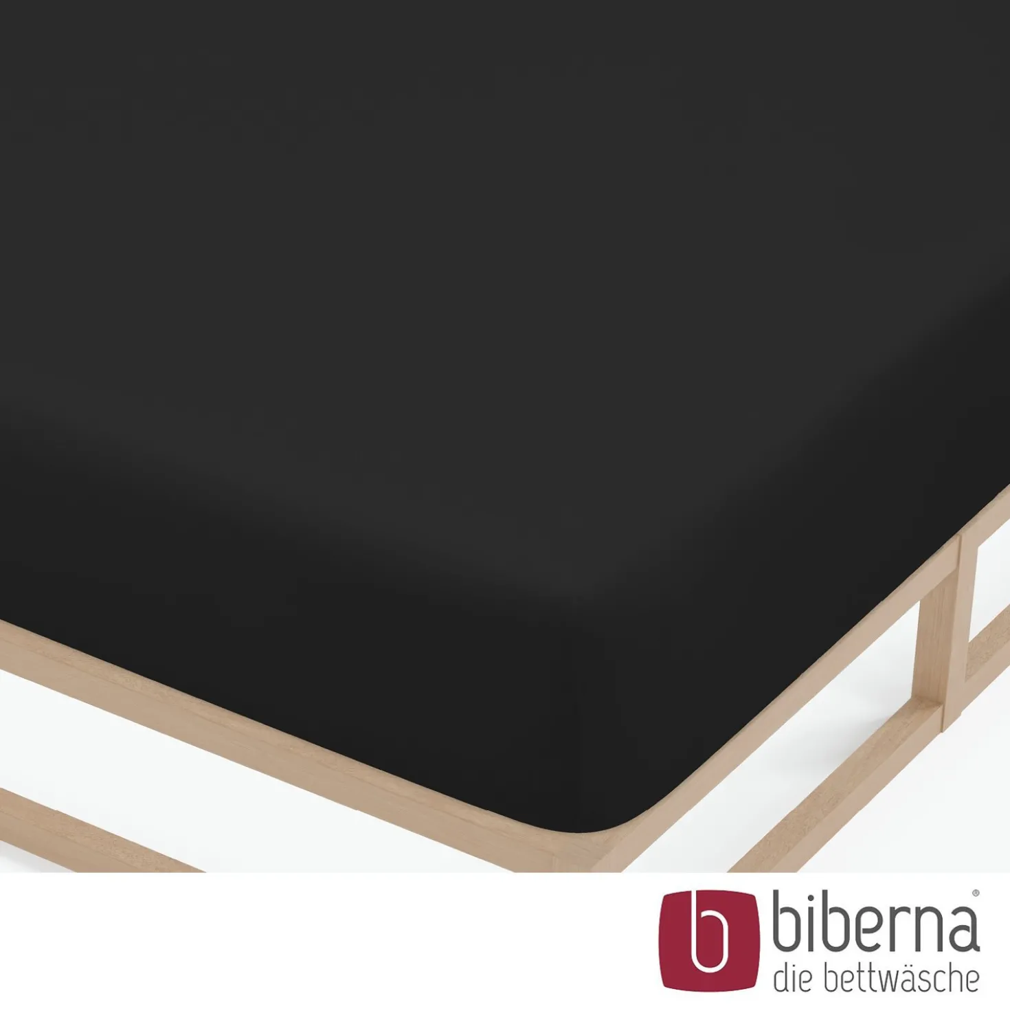 biberna Feinjersey-Spannbetttuch schwarz, 1x 90x190 cm - 100x200 cm