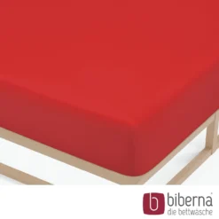 biberna Feinjersey-Spannbetttuch rot, 1x 90x190 cm - 100x200 cm