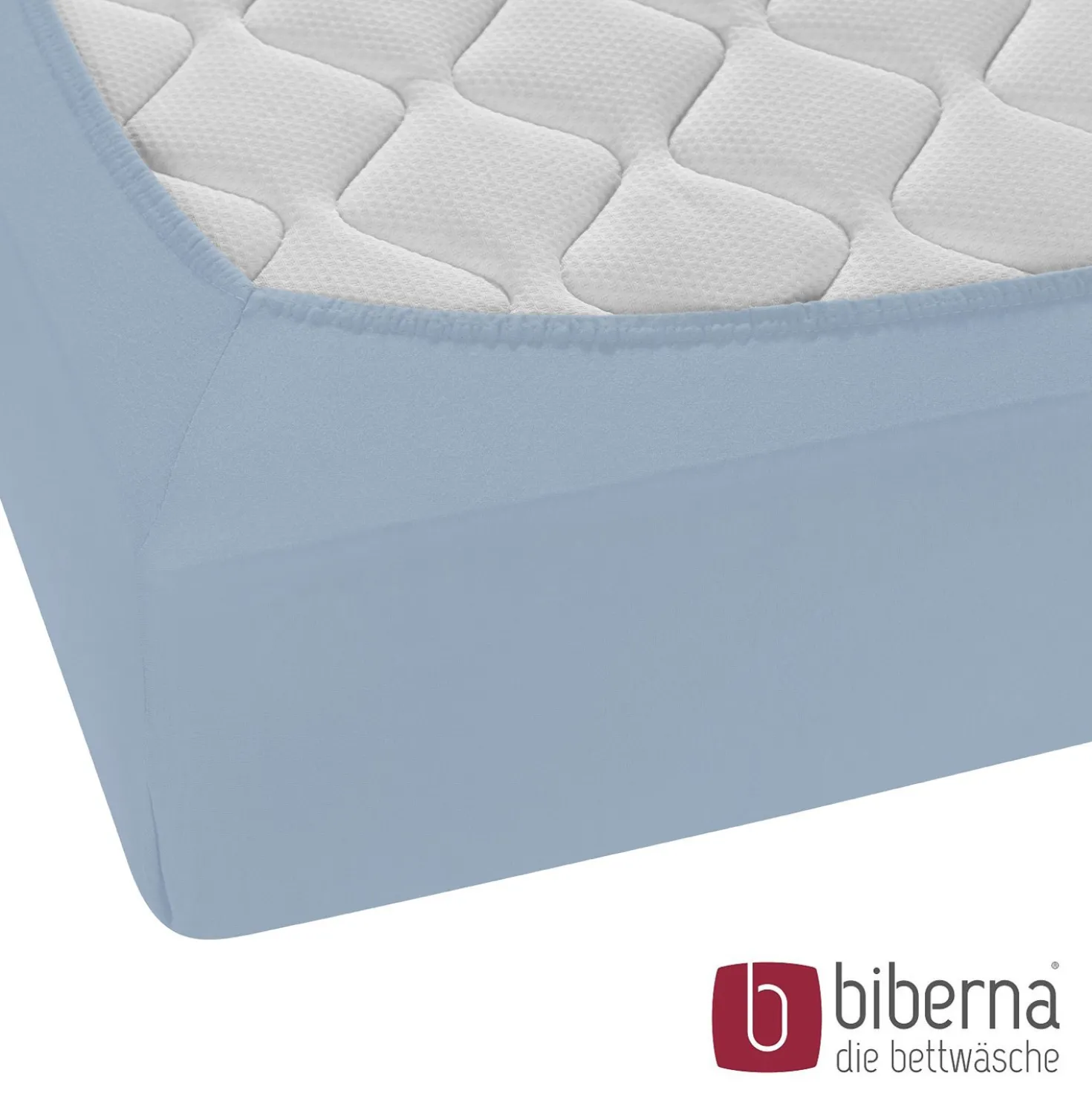 biberna Feinjersey-Spannbetttuch eisblau, 1x 90x190 cm - 100x200 cm