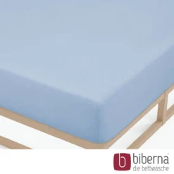 biberna Feinjersey-Spannbetttuch eisblau, 1x 90x190 cm - 100x200 cm