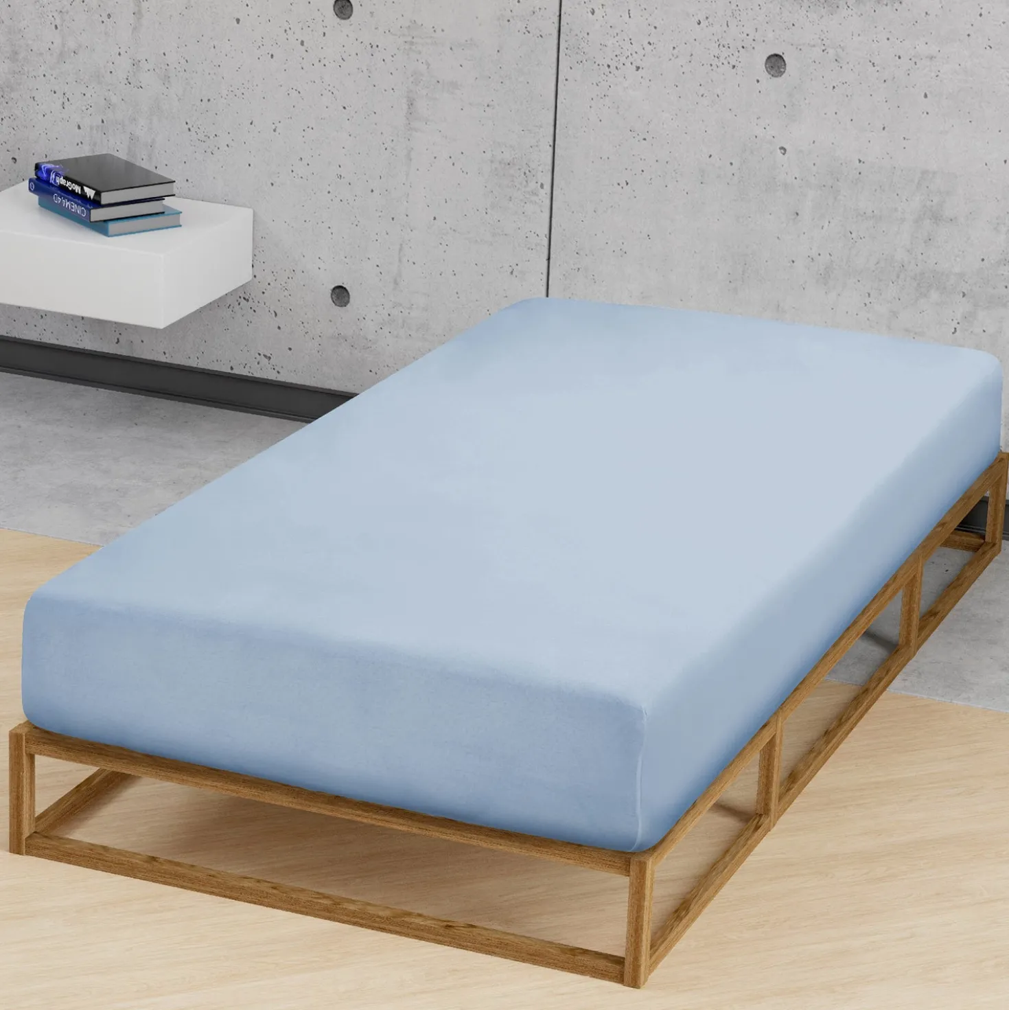 biberna Feinjersey-Spannbetttuch eisblau, 1x 90x190 cm - 100x200 cm