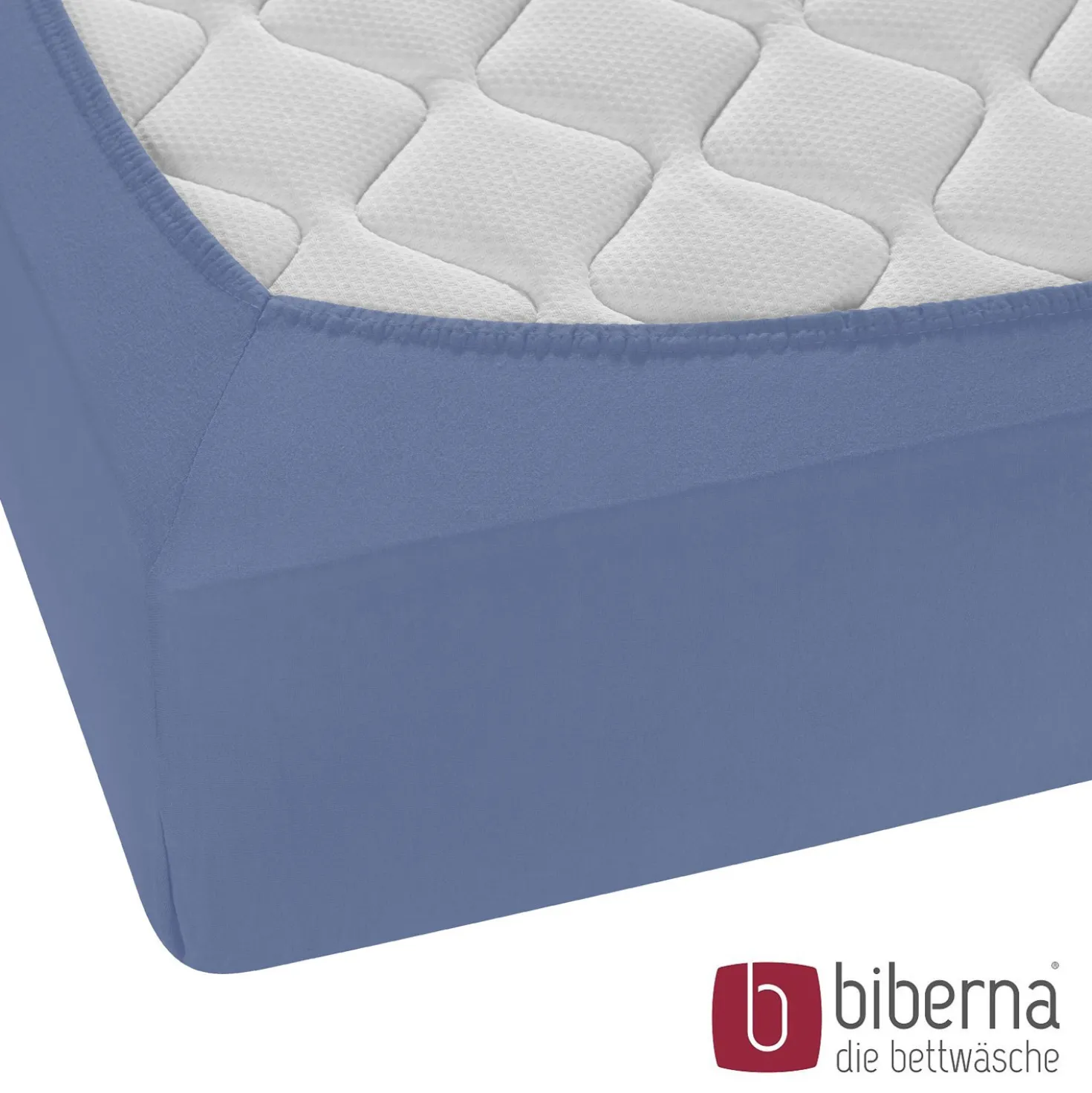 biberna Feinjersey-Spannbetttuch blau, 1x 90x190 cm - 100x200 cm