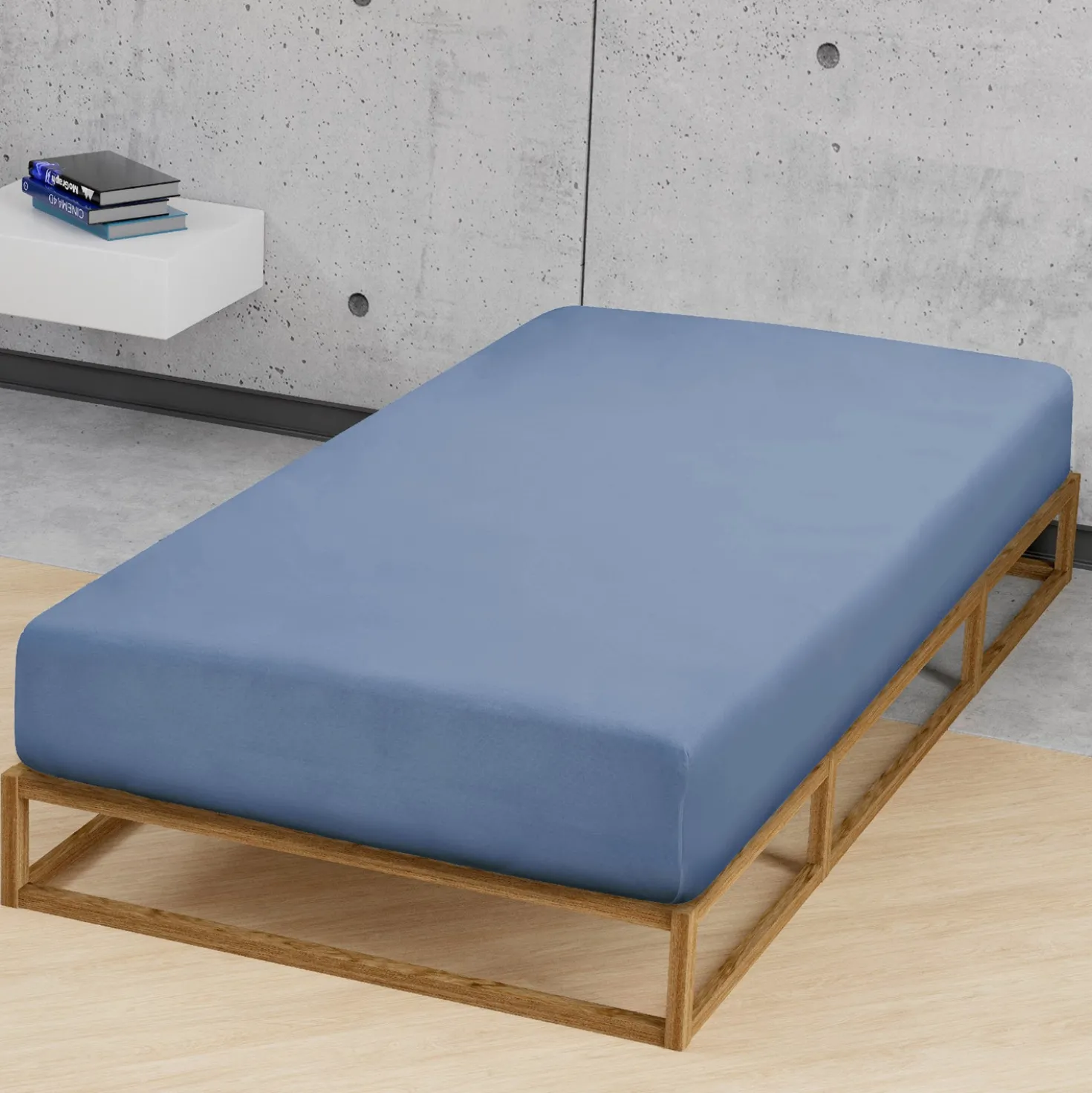 biberna Feinjersey-Spannbetttuch blau, 1x 90x190 cm - 100x200 cm