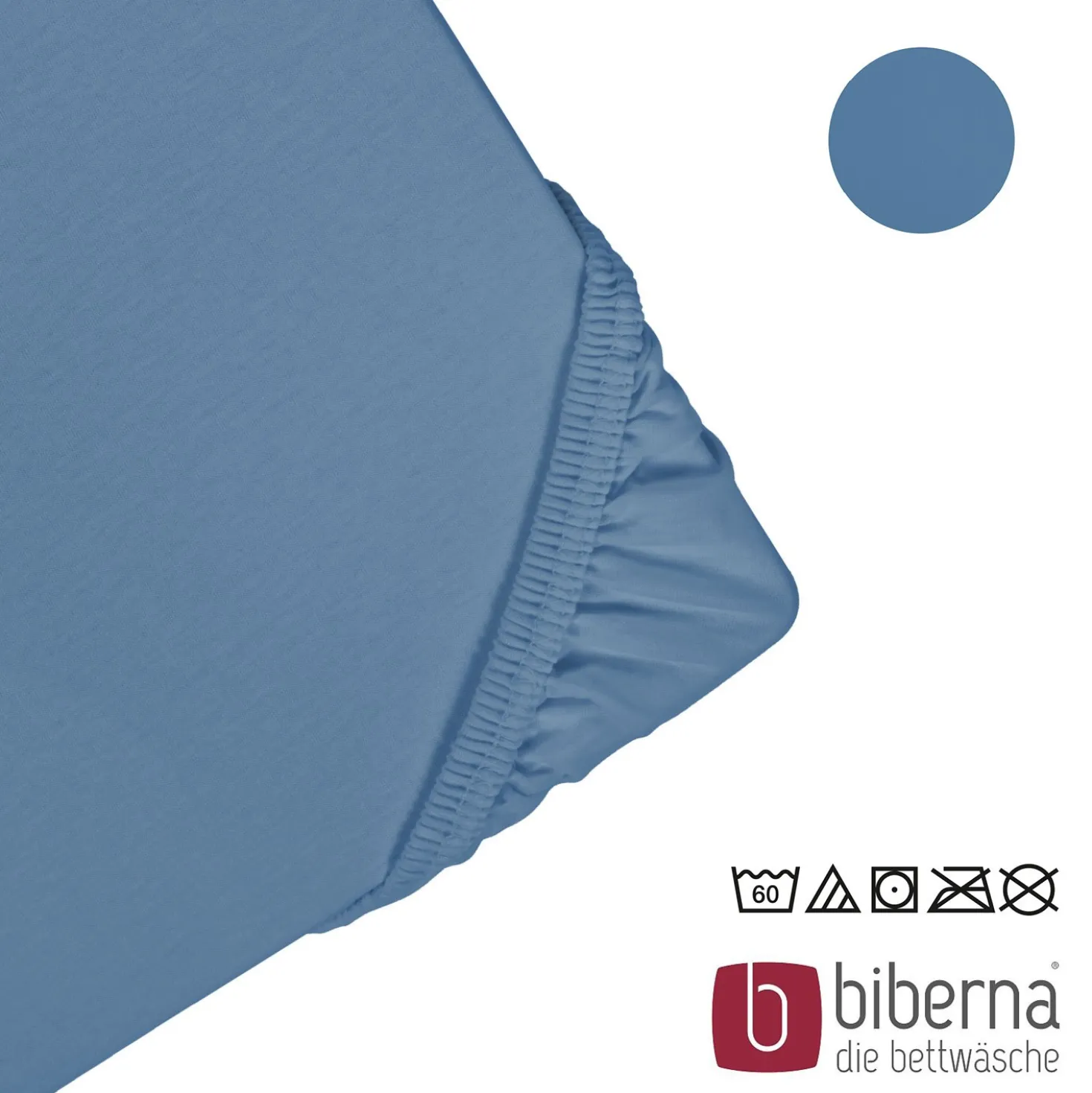 biberna Feinjersey-Spannbetttuch azurblau, 1x 90x190 cm - 100x200 cm