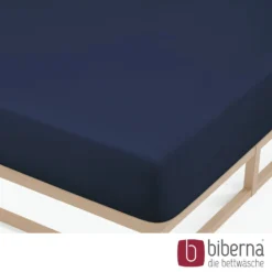 biberna Feinjersey-Spannbetttuch marine, 1x 90x190 cm - 100x200 cm