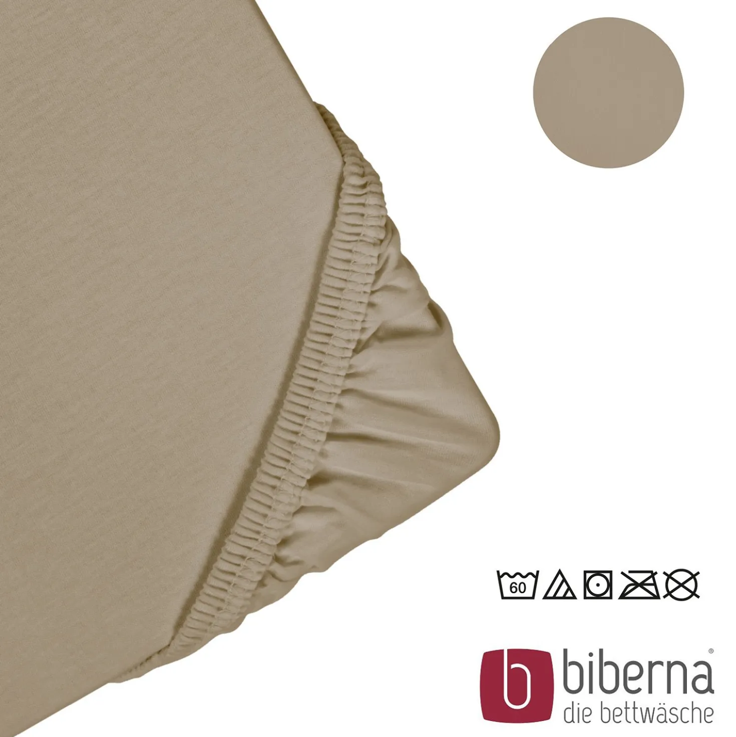 biberna Feinjersey-Spannbetttuch taupe, 1x 60x120 cm - 70x140 cm