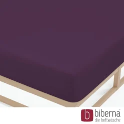 biberna Feinjersey-Spannbetttuch dunkel violett, 1x 90x190 cm - 100x200 cm